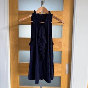 Theory Midnight Blue Ruffle Blouse